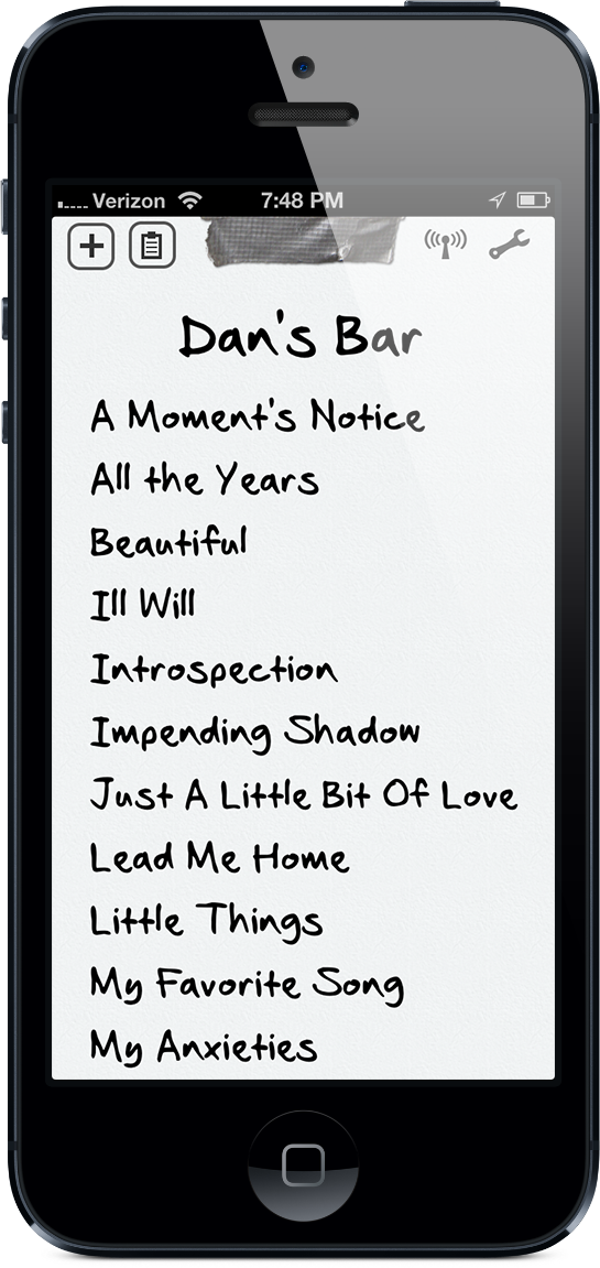 Setlists on an iPhone 5